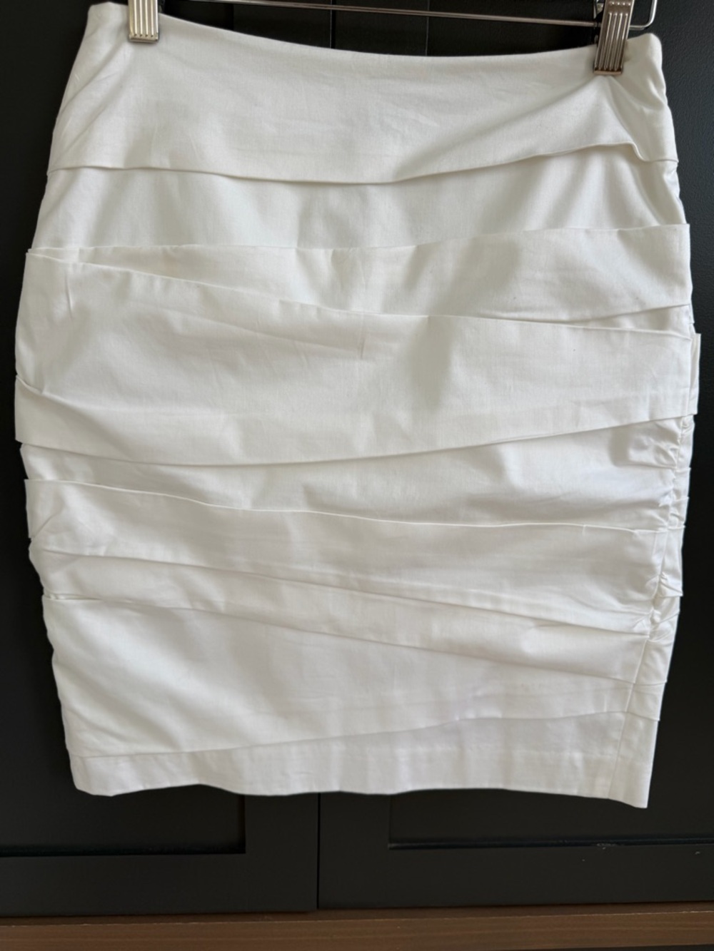 White House Black Market | Pleated Tiered Panel White Skirt | 4